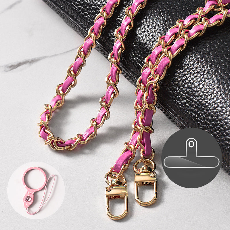 Purse Chain Strap 120cm Phone Crossbody Bag Chains Handbag Shoulder Leather Strap with Metal Buckles