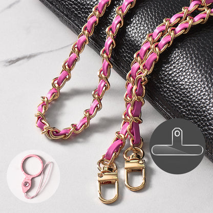Purse Chain Strap 120cm Phone Crossbody Bag Chains Handbag Shoulder Leather Strap with Metal Buckles