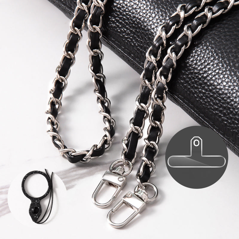 Purse Chain Strap 120cm Phone Crossbody Bag Chains Handbag Shoulder Leather Strap with Metal Buckles