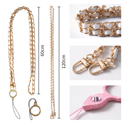 Purse Chain Strap 120cm Phone Crossbody Bag Chains Handbag Shoulder Leather Strap with Metal Buckles