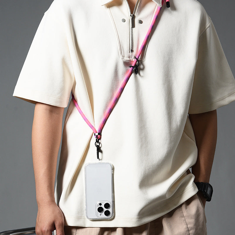 160cm Cell Phone Lanyard Crossbody Phone Neck Shoulder Strap Adjustable Polyester Rope with Patch