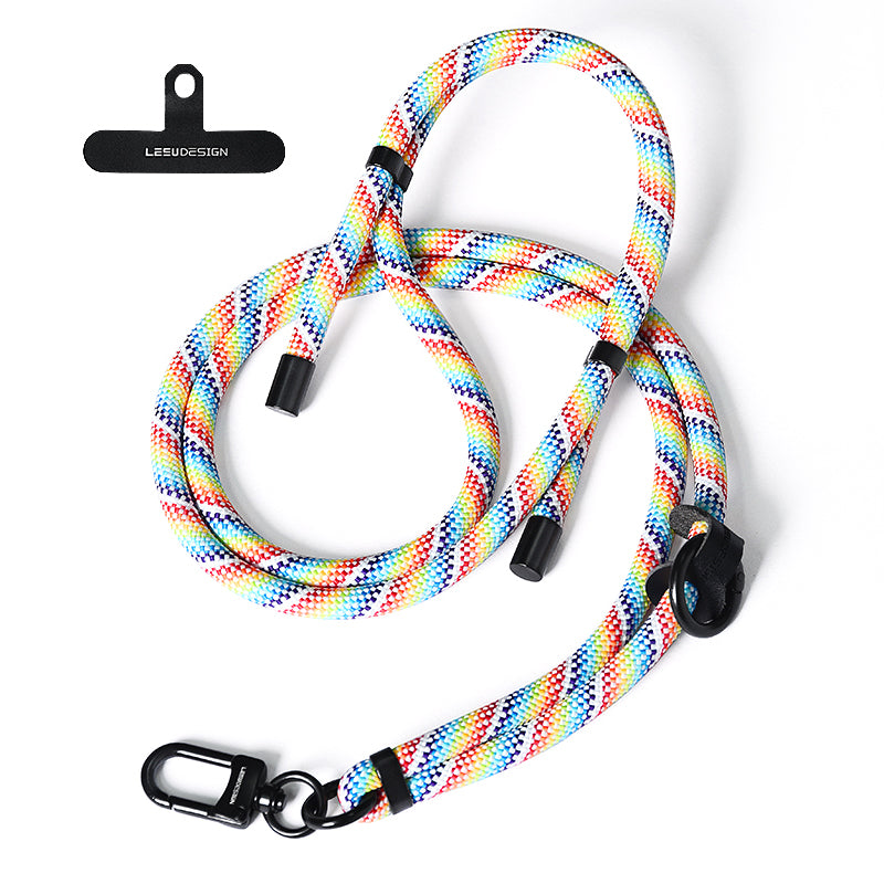 160cm Cell Phone Lanyard Crossbody Phone Neck Shoulder Strap Adjustable Polyester Rope with Patch