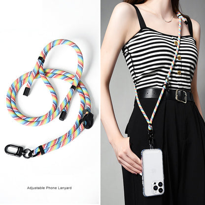 160cm Cell Phone Lanyard Crossbody Phone Neck Shoulder Strap Adjustable Polyester Rope with Patch