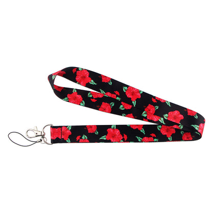 Flower Pattern Phone Lanyard Nylon Strap Keychain ID Holder Keyring for Phones Bags Keys