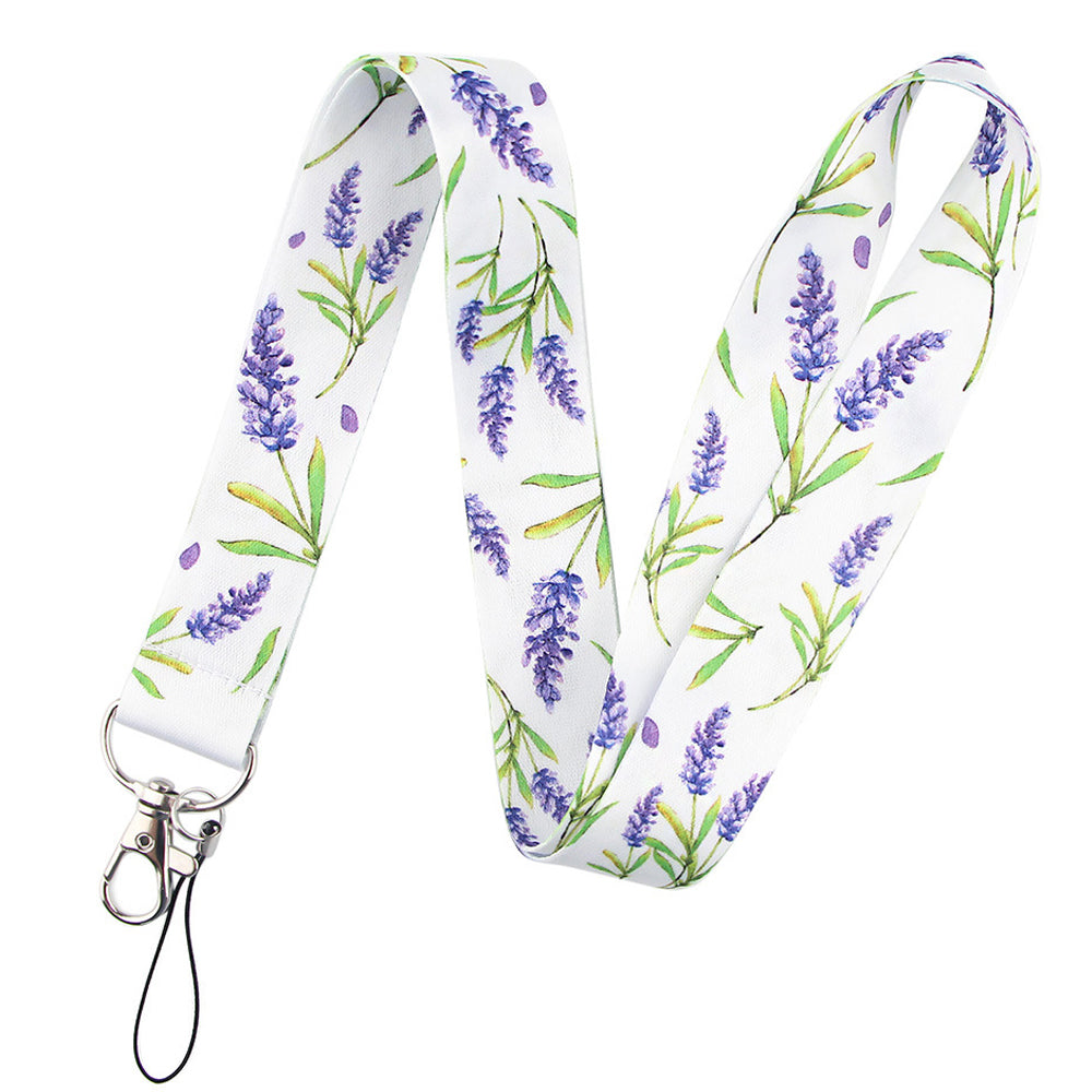 Flower Pattern Phone Lanyard Nylon Strap Keychain ID Holder Keyring for Phones Bags Keys