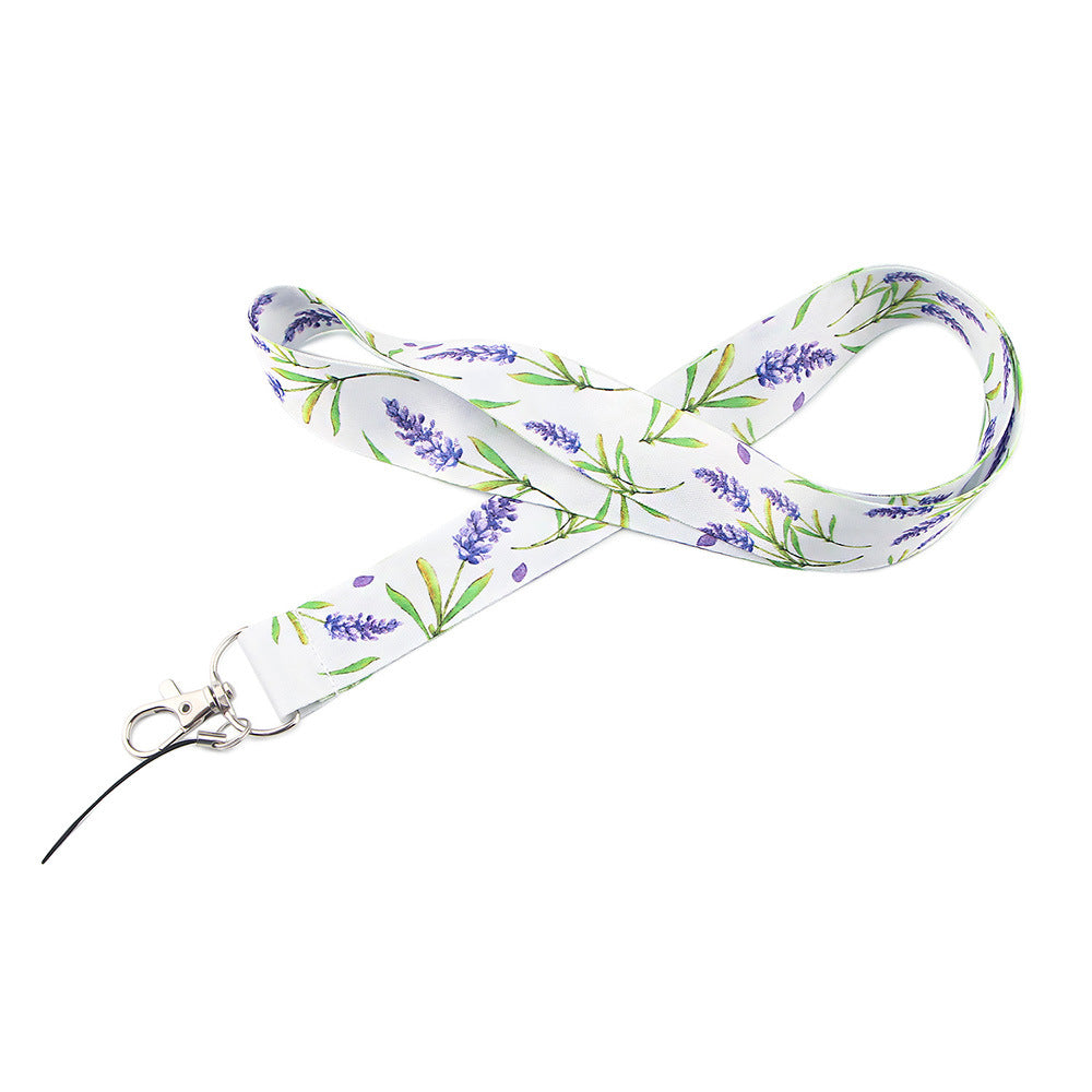 Flower Pattern Phone Lanyard Nylon Strap Keychain ID Holder Keyring for Phones Bags Keys