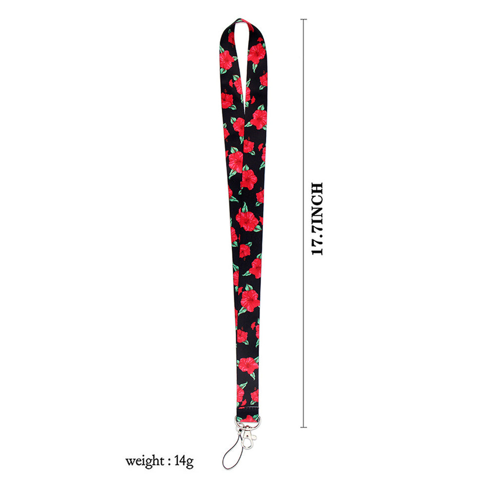 Flower Pattern Phone Lanyard Nylon Strap Keychain ID Holder Keyring for Phones Bags Keys