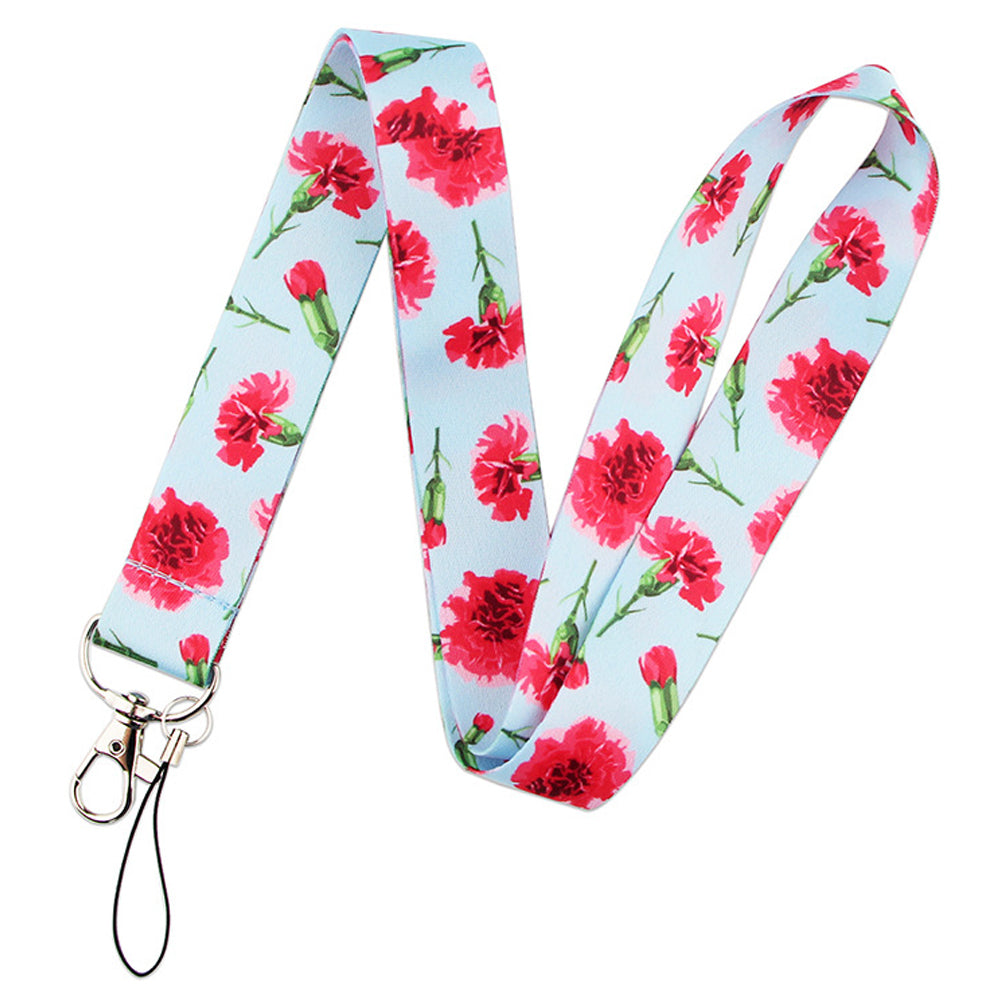 Flower Pattern Phone Lanyard Nylon Strap Keychain ID Holder Keyring for Phones Bags Keys