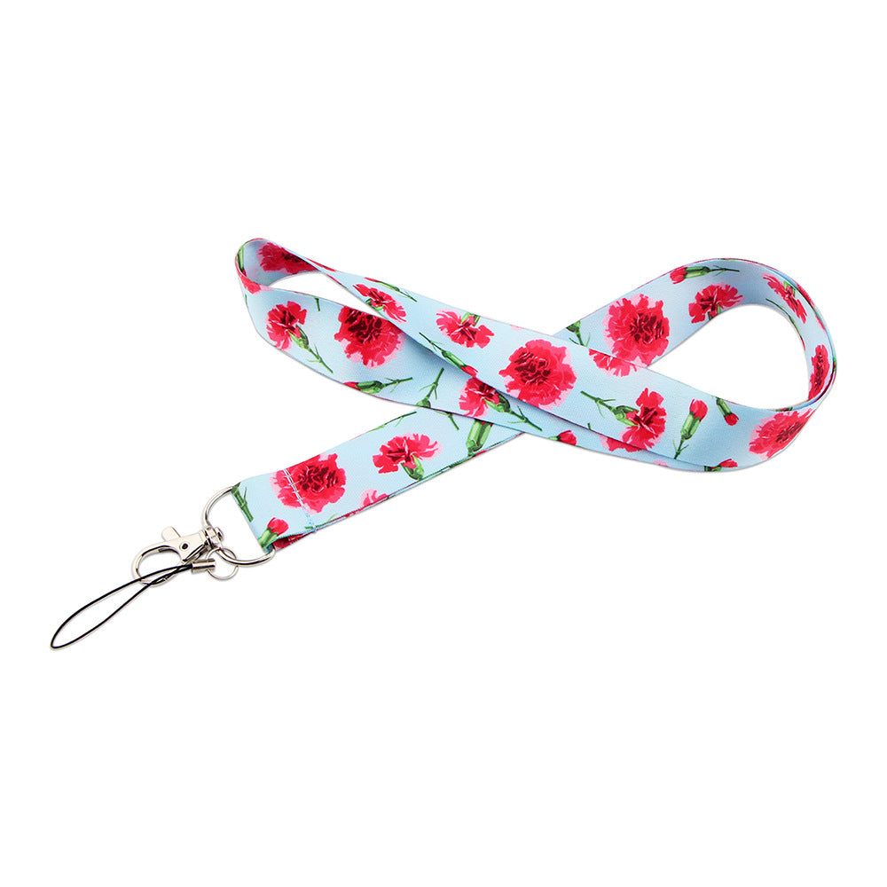 Flower Pattern Phone Lanyard Nylon Strap Keychain ID Holder Keyring for Phones Bags Keys