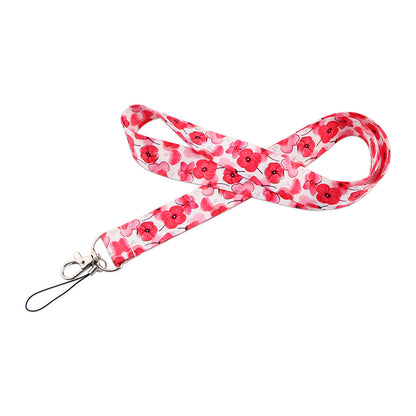 Flower Pattern Phone Lanyard Nylon Strap Keychain ID Holder Keyring for Phones Bags Keys