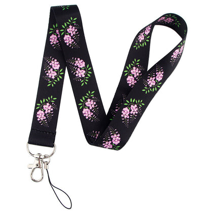 Flower Pattern Phone Lanyard Nylon Strap Keychain ID Holder Keyring for Phones Bags Keys