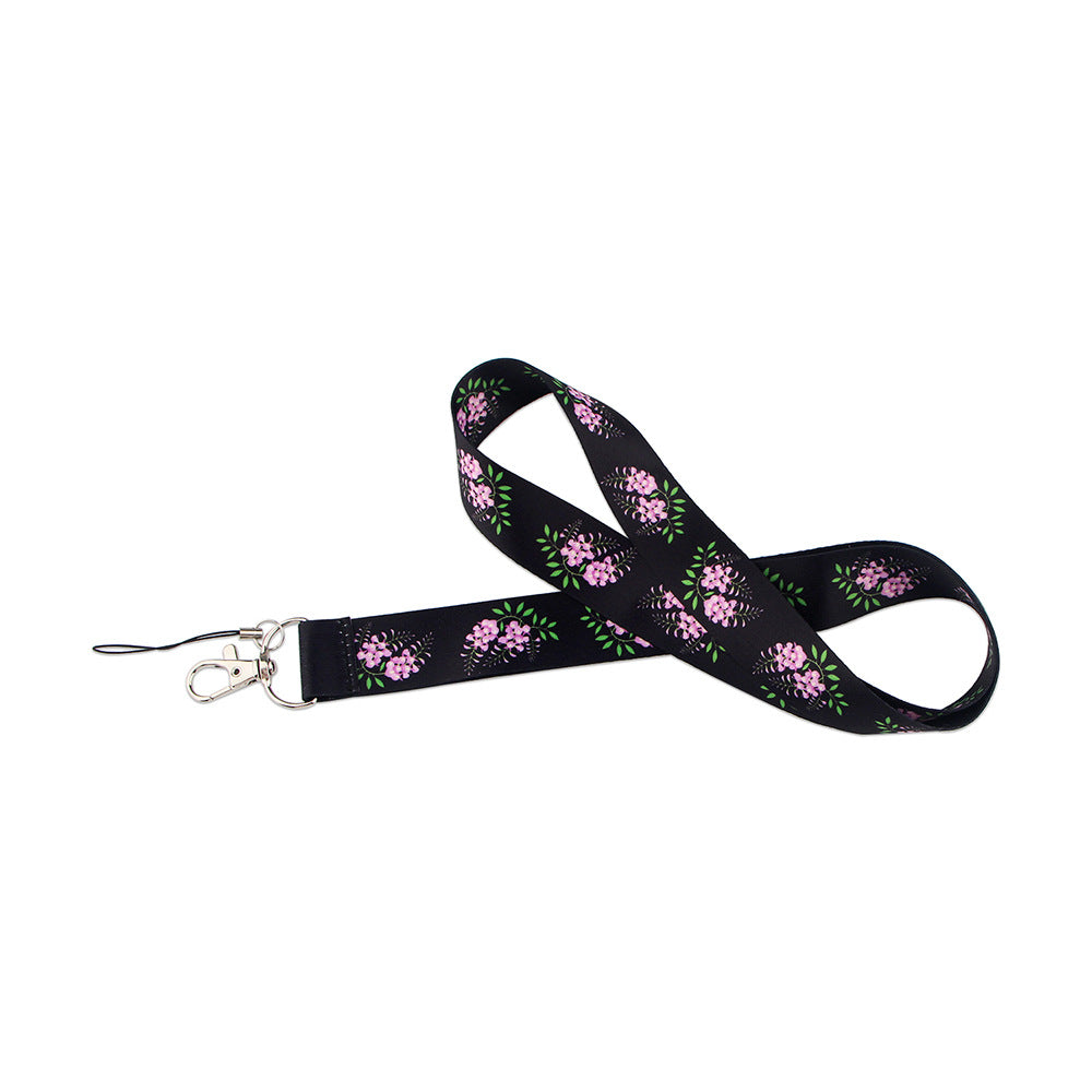 Flower Pattern Phone Lanyard Nylon Strap Keychain ID Holder Keyring for Phones Bags Keys