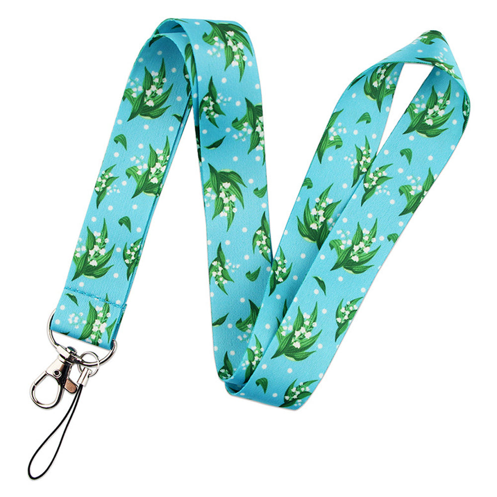 Flower Pattern Phone Lanyard Nylon Strap Keychain ID Holder Keyring for Phones Bags Keys