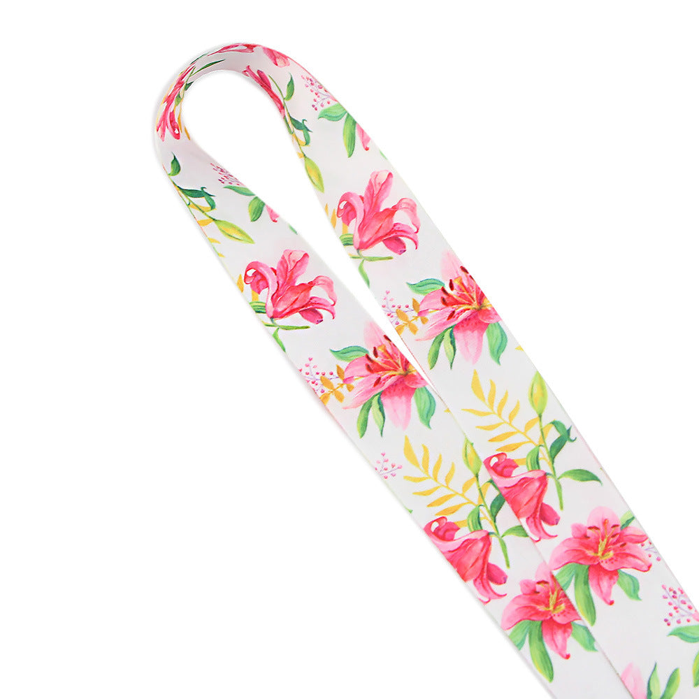 Flower Pattern Phone Lanyard Nylon Strap Keychain ID Holder Keyring for Phones Bags Keys