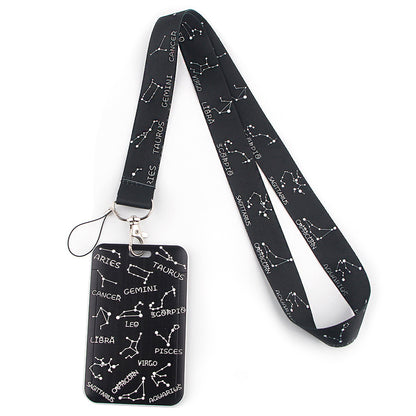 Phone Lanyard with Badge Holder Moon Planet Astronauts Keychain Neck Lanyard Strap ID Holder