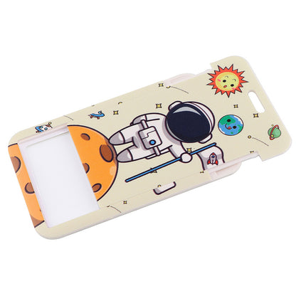 Phone Lanyard with Badge Holder Moon Planet Astronauts Keychain Neck Lanyard Strap ID Holder