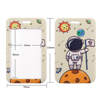 Phone Lanyard with Badge Holder Moon Planet Astronauts Keychain Neck Lanyard Strap ID Holder