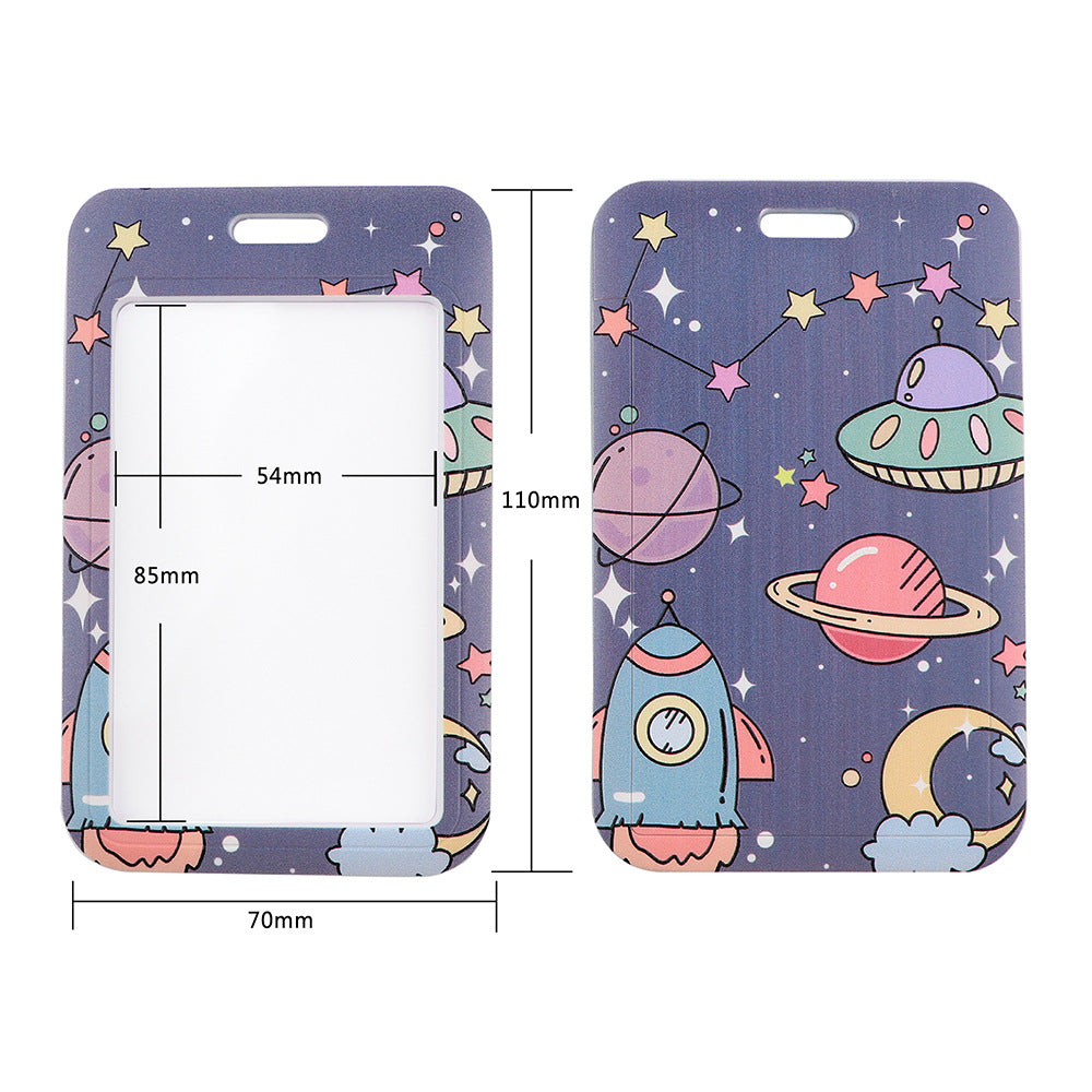 Phone Lanyard with Badge Holder Moon Planet Astronauts Keychain Neck Lanyard Strap ID Holder