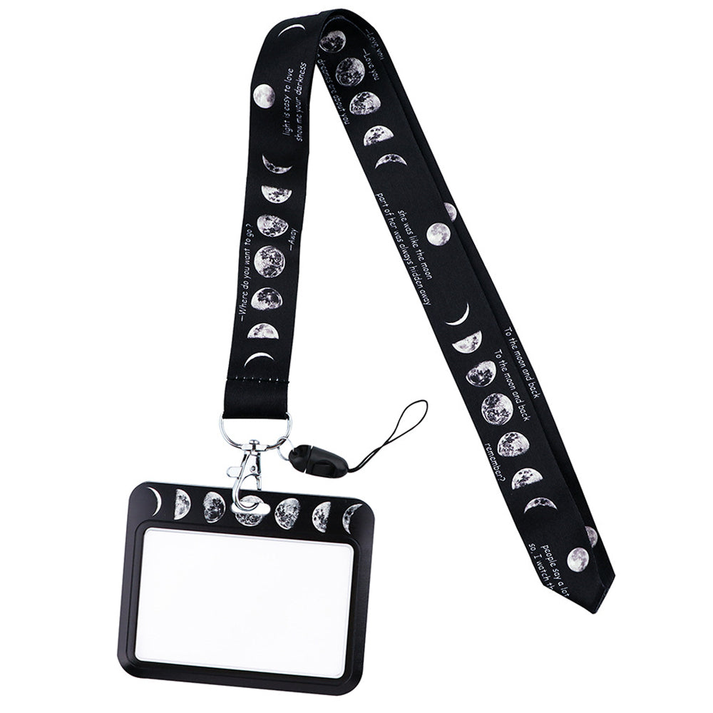 Phone Lanyard with Badge Holder Moon Planet Astronauts Keychain Neck Lanyard Strap ID Holder