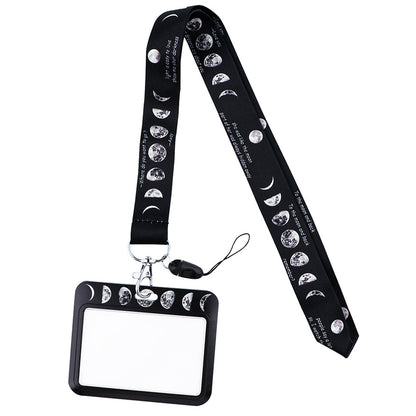 Phone Lanyard with Badge Holder Moon Planet Astronauts Keychain Neck Lanyard Strap ID Holder