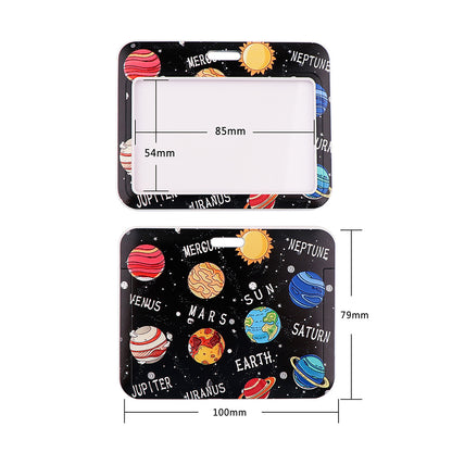 Phone Lanyard with Badge Holder Moon Planet Astronauts Keychain Neck Lanyard Strap ID Holder