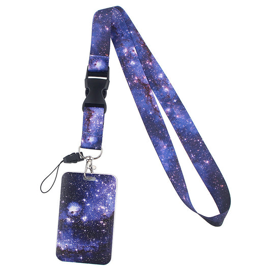 Starry Sky Series Neck Lanyard with ID Badge Holder Keychains Cell Phone Strap for School Office