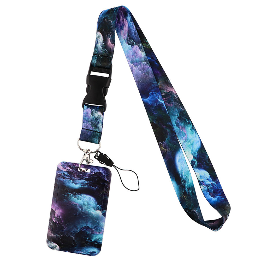 Starry Sky Series Neck Lanyard with ID Badge Holder Keychains Cell Phone Strap for School Office