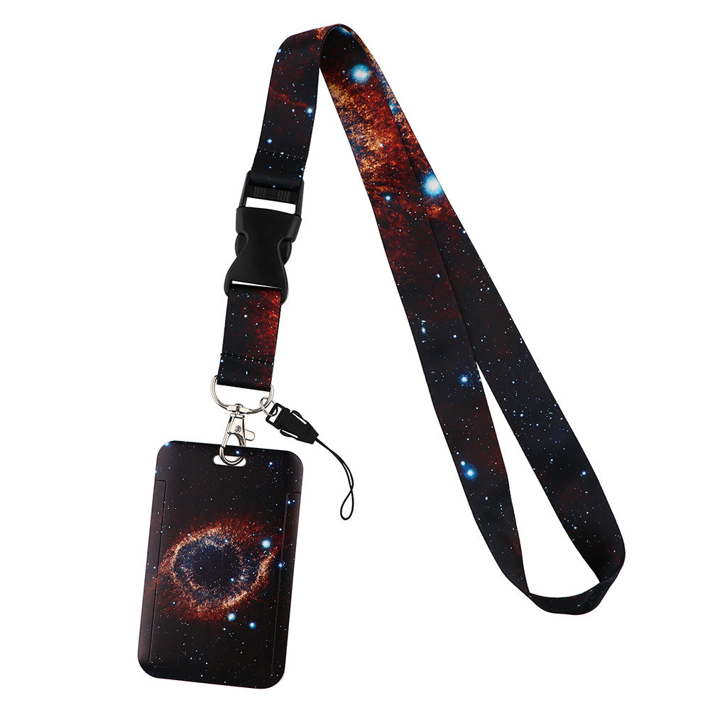 Starry Sky Series Neck Lanyard with ID Badge Holder Keychains Cell Phone Strap for School Office