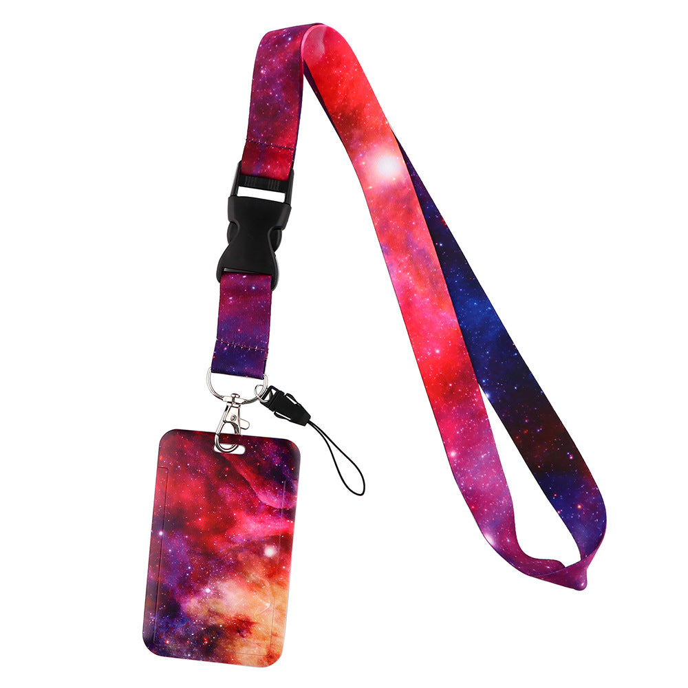 Starry Sky Series Neck Lanyard with ID Badge Holder Keychains Cell Phone Strap for School Office