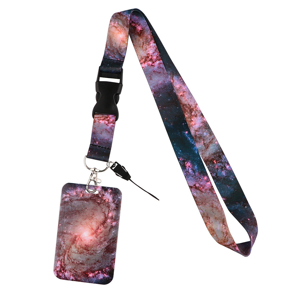 Starry Sky Series Neck Lanyard with ID Badge Holder Keychains Cell Phone Strap for School Office