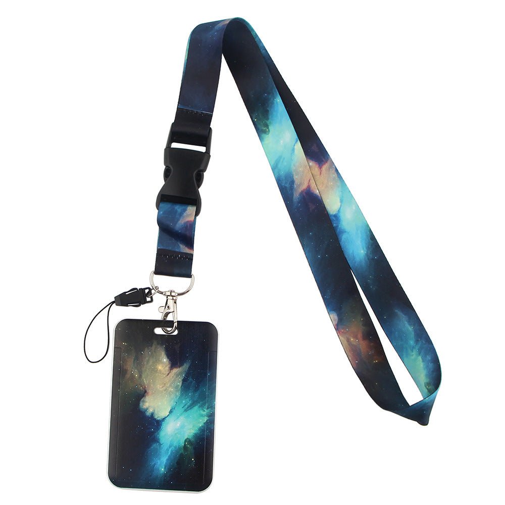 Starry Sky Series Neck Lanyard with ID Badge Holder Keychains Cell Phone Strap for School Office