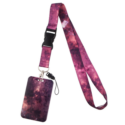 Starry Sky Series Neck Lanyard with ID Badge Holder Keychains Cell Phone Strap for School Office