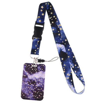 Starry Sky Series Neck Lanyard with ID Badge Holder Keychains Cell Phone Strap for School Office