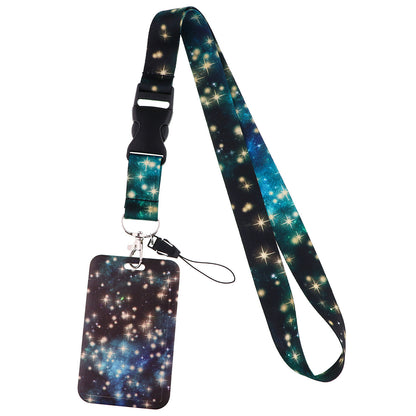 Starry Sky Series Neck Lanyard with ID Badge Holder Keychains Cell Phone Strap for School Office