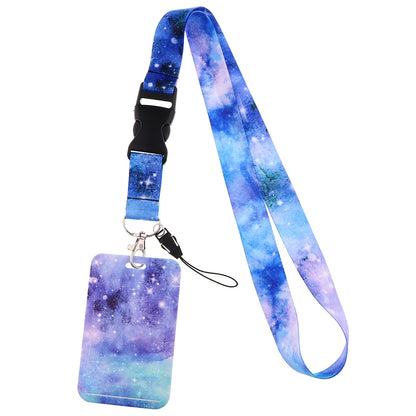 Starry Sky Series Neck Lanyard with ID Badge Holder Keychains Cell Phone Strap for School Office