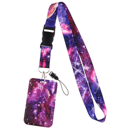 Starry Sky Series Neck Lanyard with ID Badge Holder Keychains Cell Phone Strap for School Office
