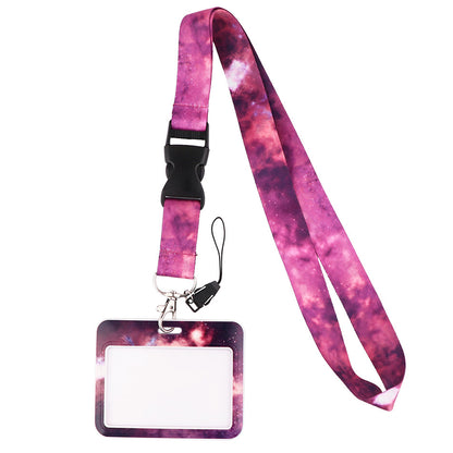 Starry Sky Series Neck Lanyard with ID Badge Holder Keychains Cell Phone Strap for School Office