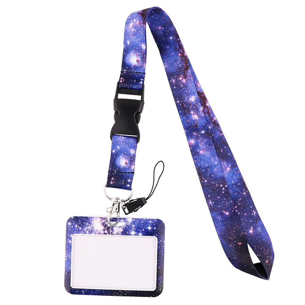 Starry Sky Series Neck Lanyard with ID Badge Holder Keychains Cell Phone Strap for School Office