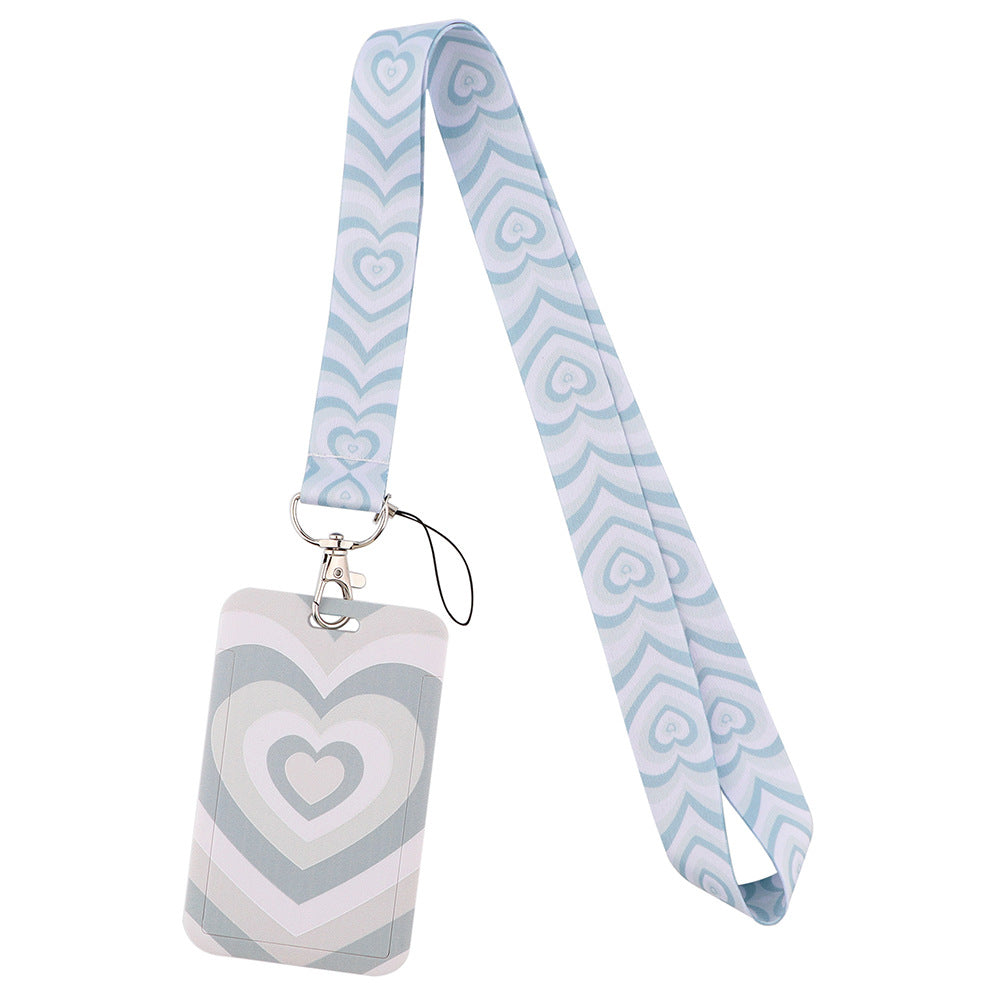 Universal Phone Lanyard Keychain with ID Badge Holder Heart Pattern Neck Strap for Student, Nurse, Teacher