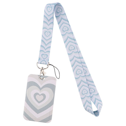 Universal Phone Lanyard Keychain with ID Badge Holder Heart Pattern Neck Strap for Student, Nurse, Teacher