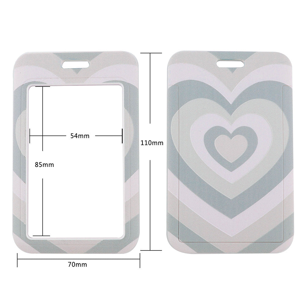 Universal Phone Lanyard Keychain with ID Badge Holder Heart Pattern Neck Strap for Student, Nurse, Teacher