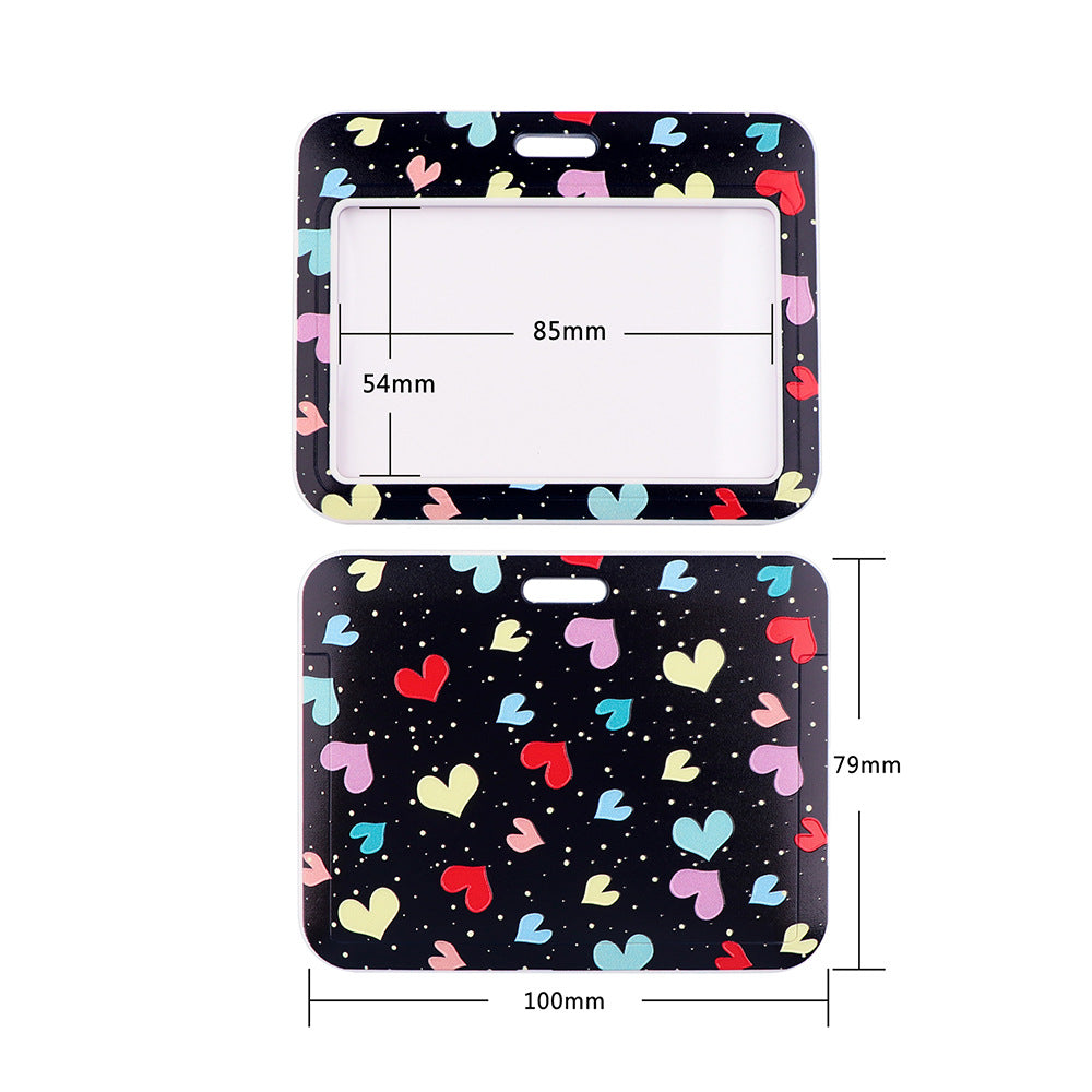 Universal Phone Lanyard Keychain with ID Badge Holder Heart Pattern Neck Strap for Student, Nurse, Teacher