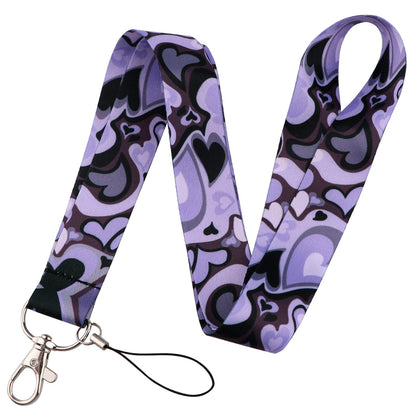 Universal Phone Lanyard Keychain with ID Badge Holder Heart Pattern Neck Strap for Student, Nurse, Teacher