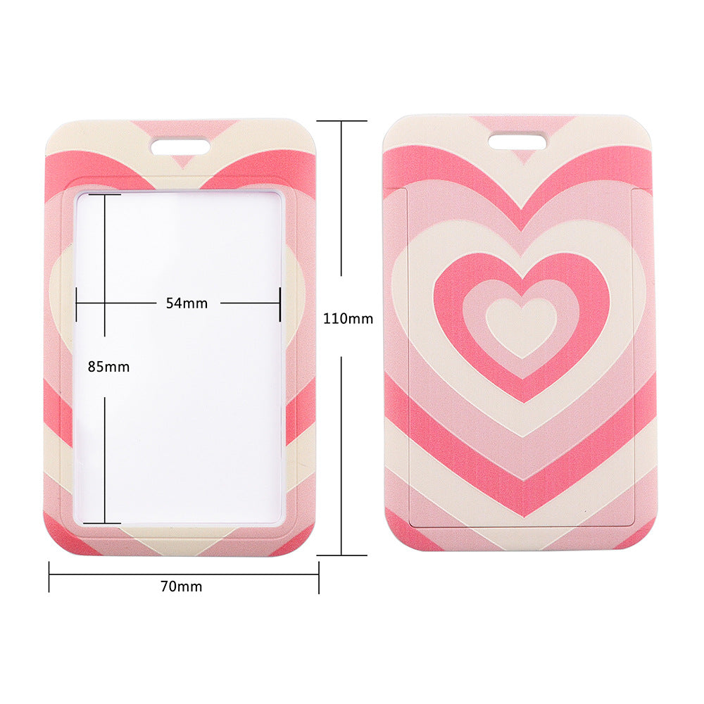 Universal Phone Lanyard Keychain with ID Badge Holder Heart Pattern Neck Strap for Student, Nurse, Teacher
