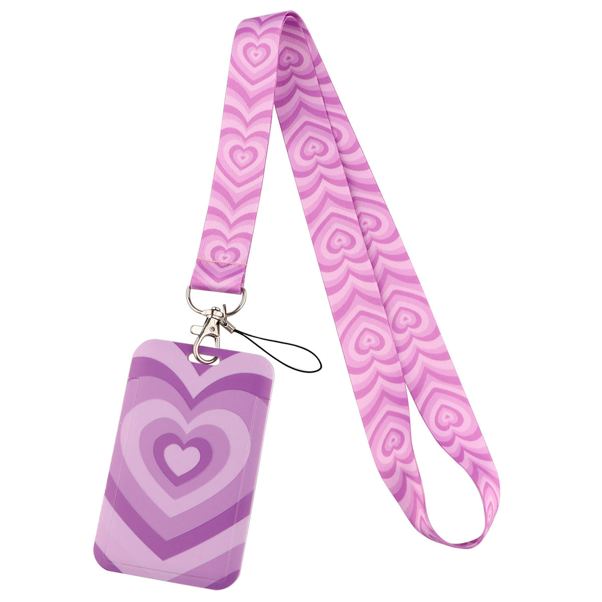 Universal Phone Lanyard Keychain with ID Badge Holder Heart Pattern Neck Strap for Student, Nurse, Teacher