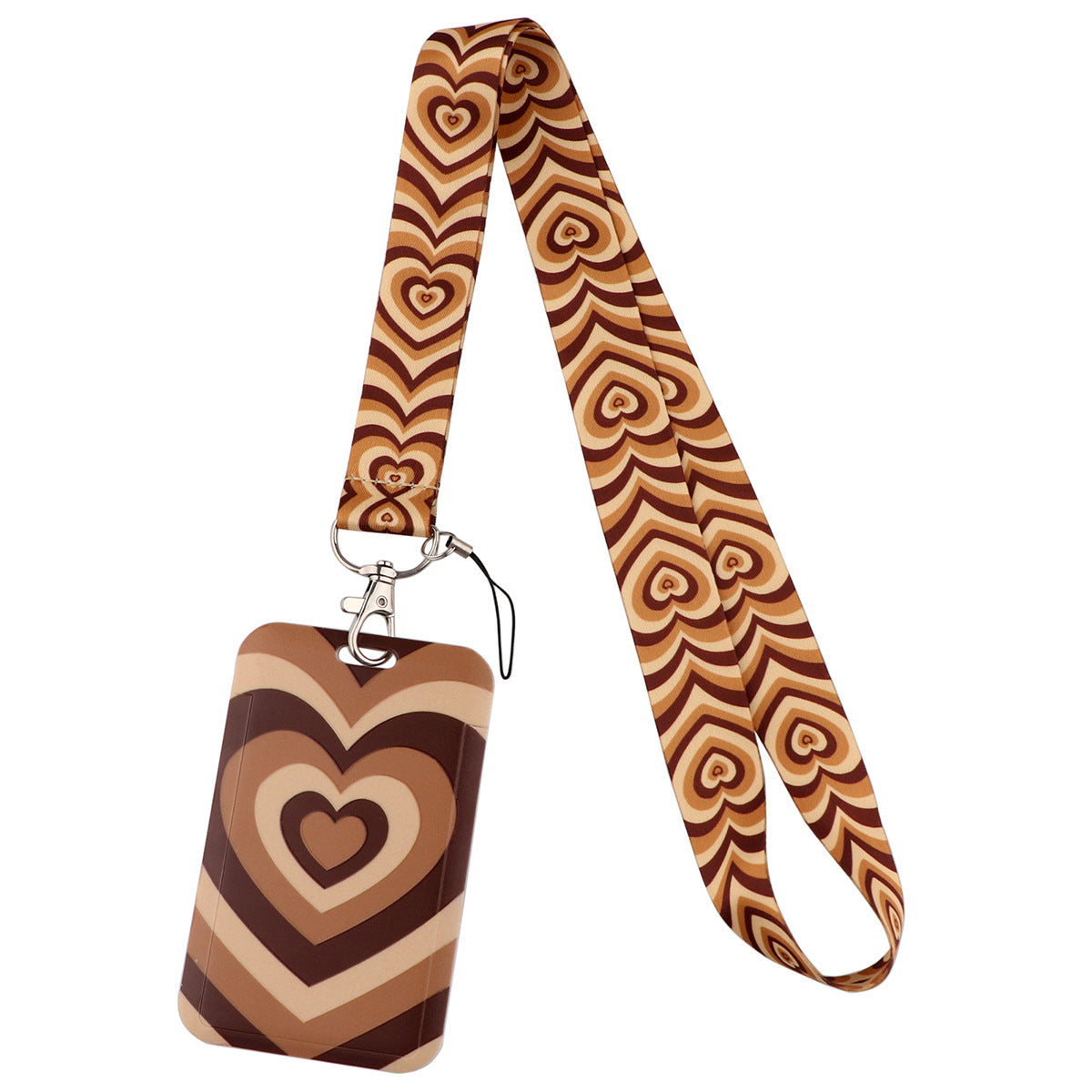 Universal Phone Lanyard Keychain with ID Badge Holder Heart Pattern Neck Strap for Student, Nurse, Teacher