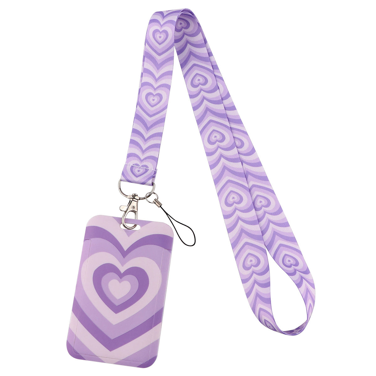 Universal Phone Lanyard Keychain with ID Badge Holder Heart Pattern Neck Strap for Student, Nurse, Teacher