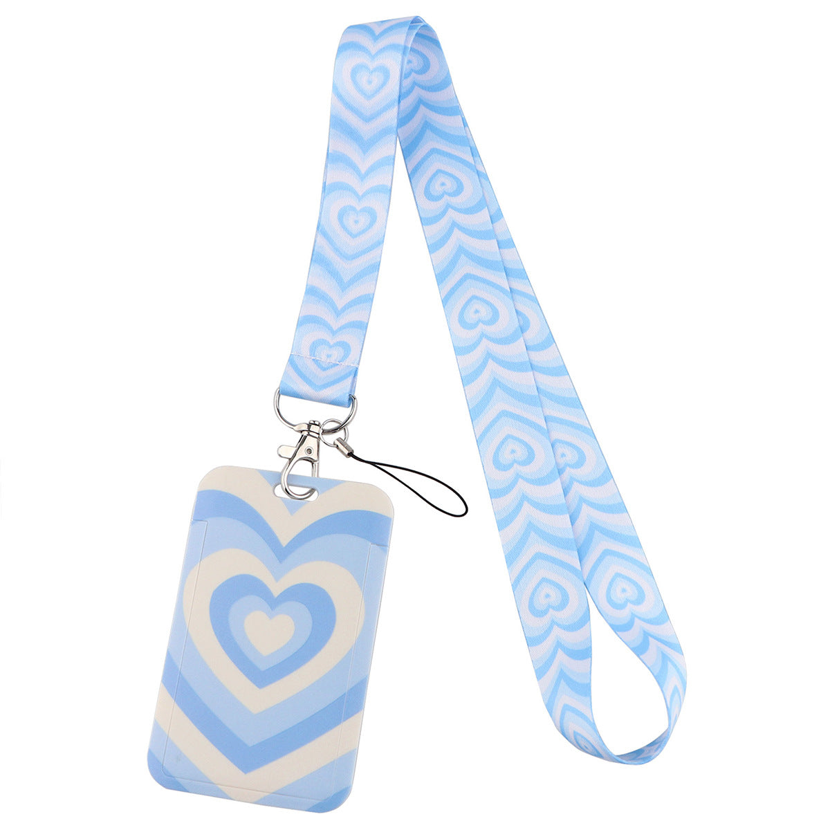 Universal Phone Lanyard Keychain with ID Badge Holder Heart Pattern Neck Strap for Student, Nurse, Teacher