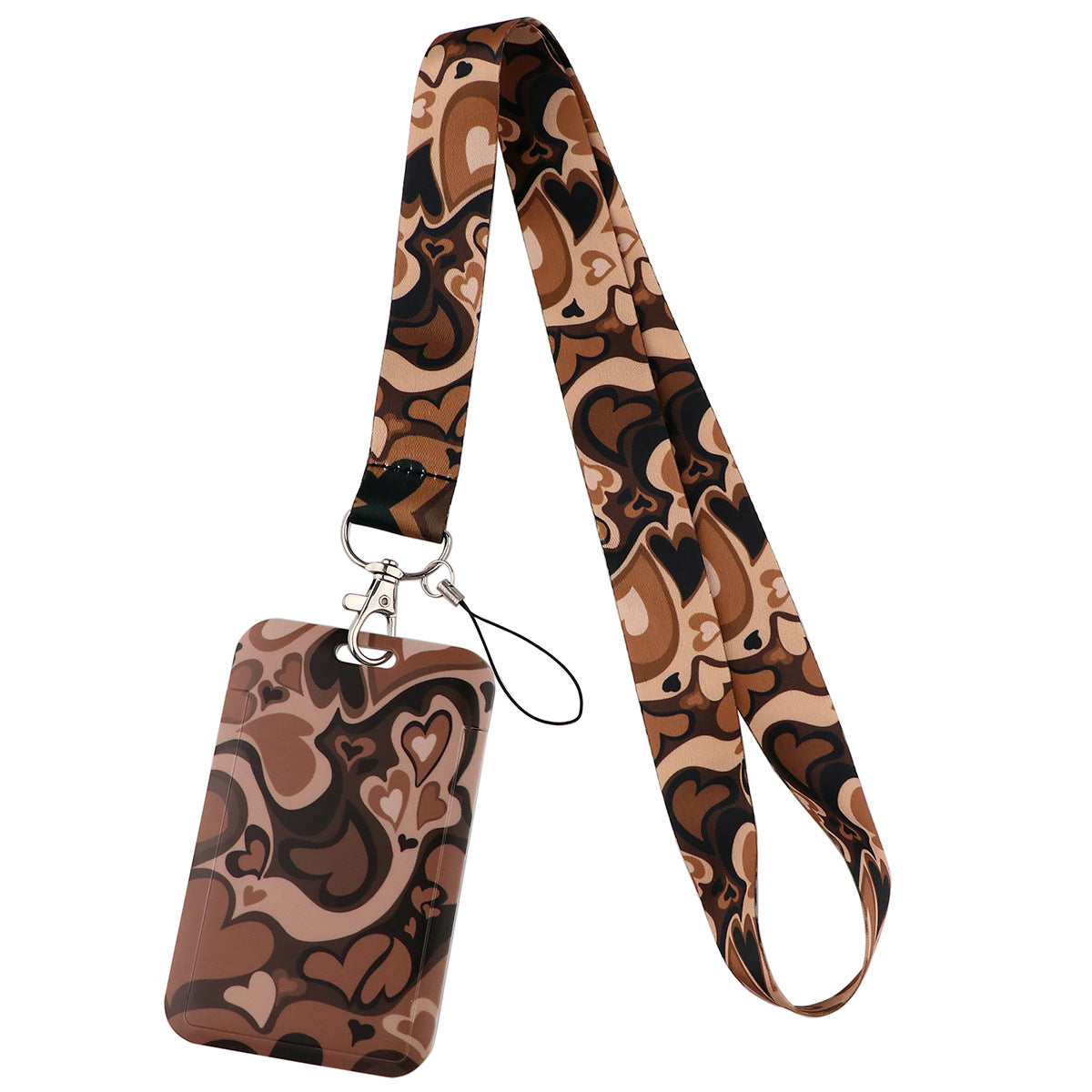 Universal Phone Lanyard Keychain with ID Badge Holder Heart Pattern Neck Strap for Student, Nurse, Teacher