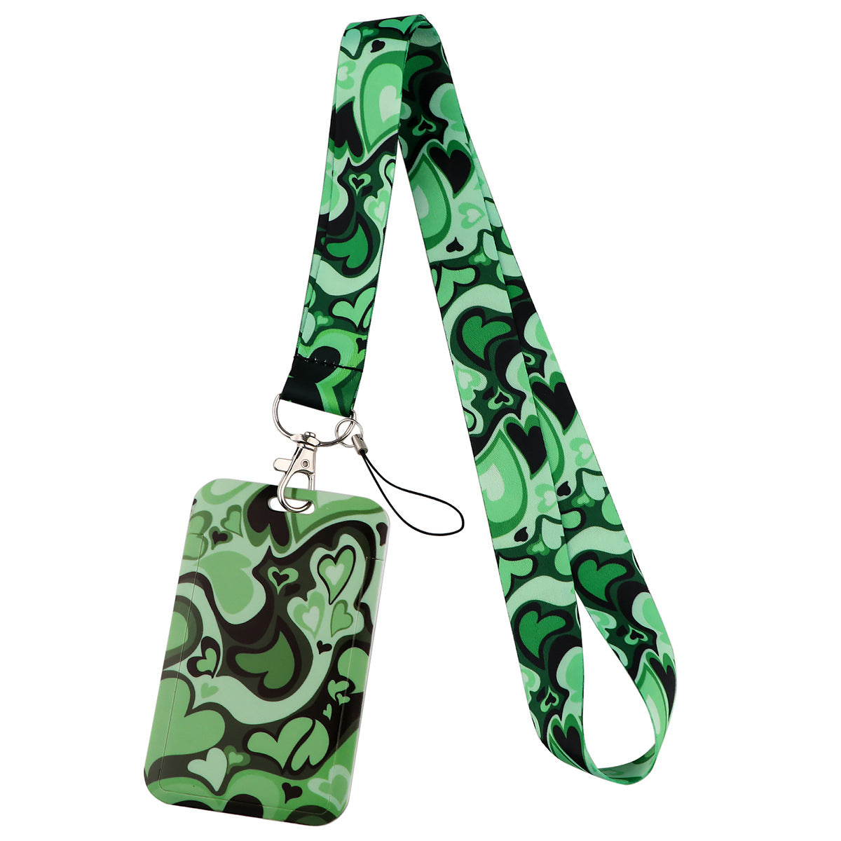 Universal Phone Lanyard Keychain with ID Badge Holder Heart Pattern Neck Strap for Student, Nurse, Teacher